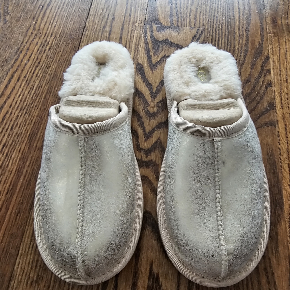 UGG Cream Suede Shearling Slip-On Slippers